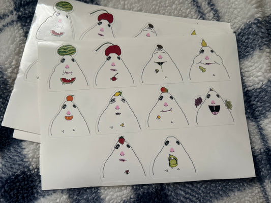 Fruit hamsters sticker sheet